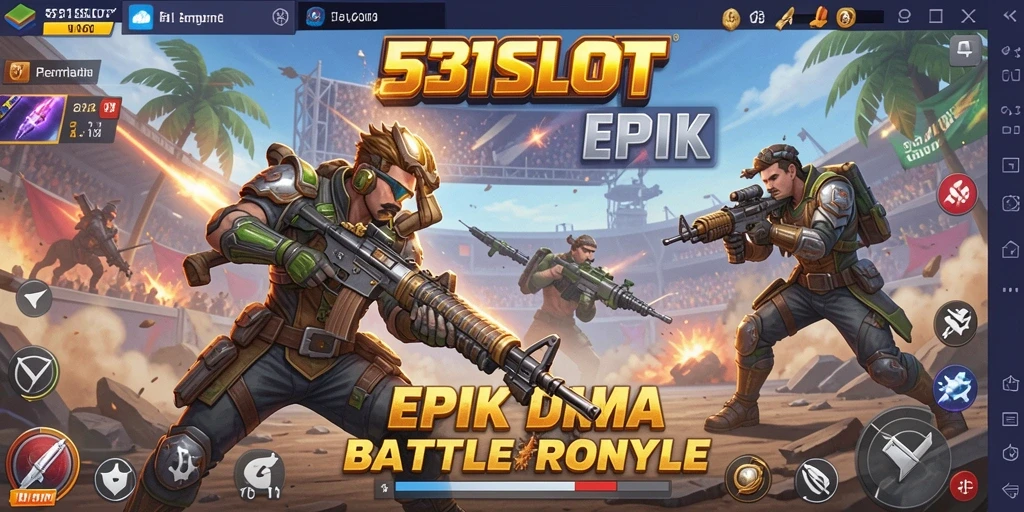 Screenshot utama 531SLOT menampilkan aksi intens Battle Royale.