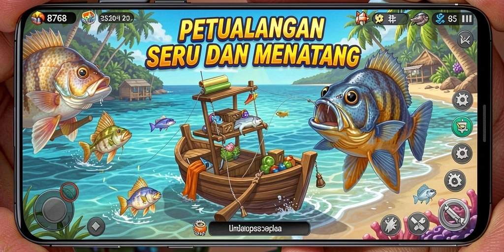 Tangkapan ikan yang besar dalam gameplay menantang di 8768.