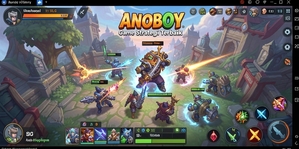 Tangkapan layar gameplay ANOBOY yang menampilkan pertempuran epik.