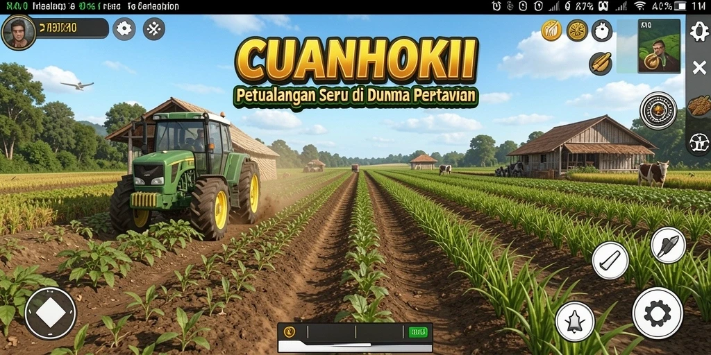 Screenshot CUANHOKI menampilkan aktivitas bertani yang menyenangkan.