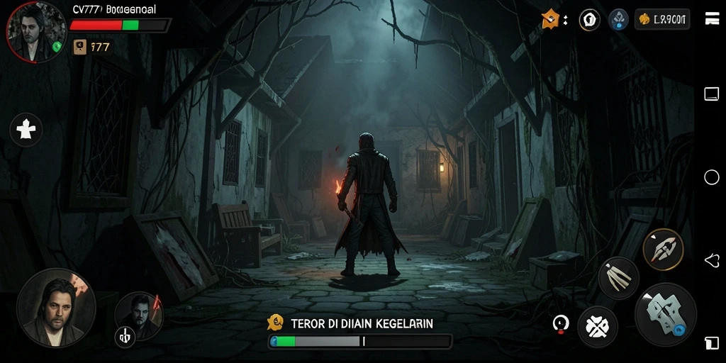 Screenshot gameplay menyeramkan dengan suasana mencekam.