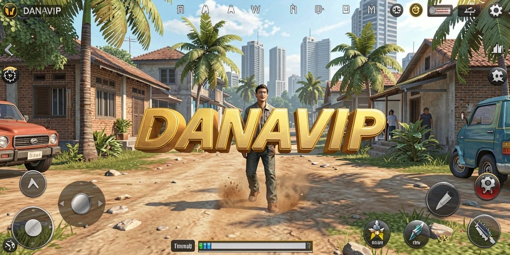 Screenshot menampilkan karakter dalam gameplay DANAVIP yang interaktif.
