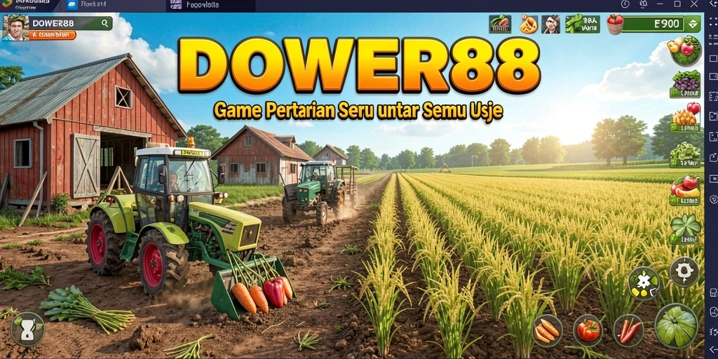 Screenshot gameplay DOWER88 menampilkan aktivitas pertanian yang seru.