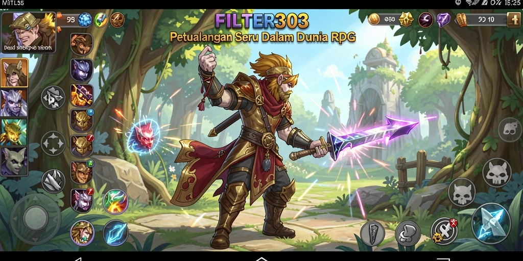 Screenshot dari gameplay RPG di FILTER303 dengan aksi seru.