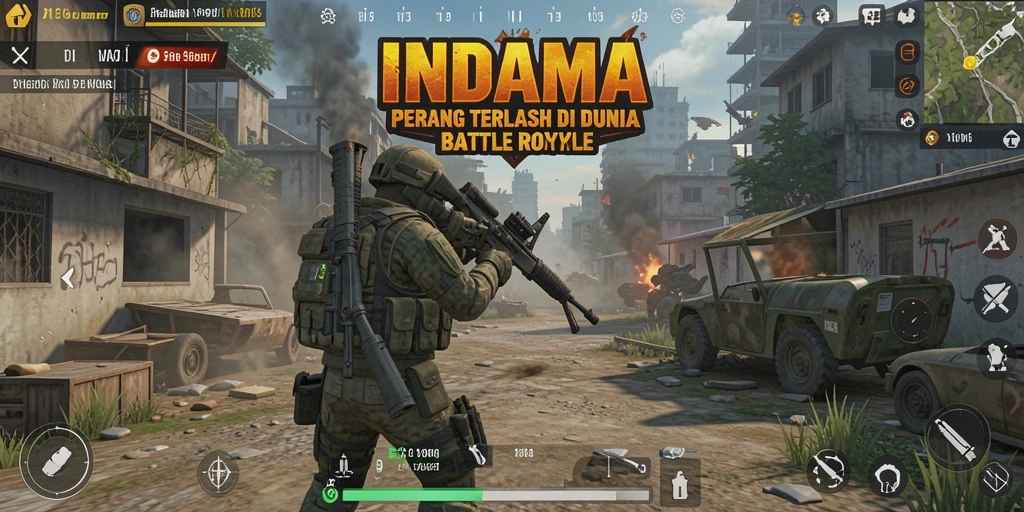 Gameplay seru dari INDAAA dalam pertarungan Battle Royale.