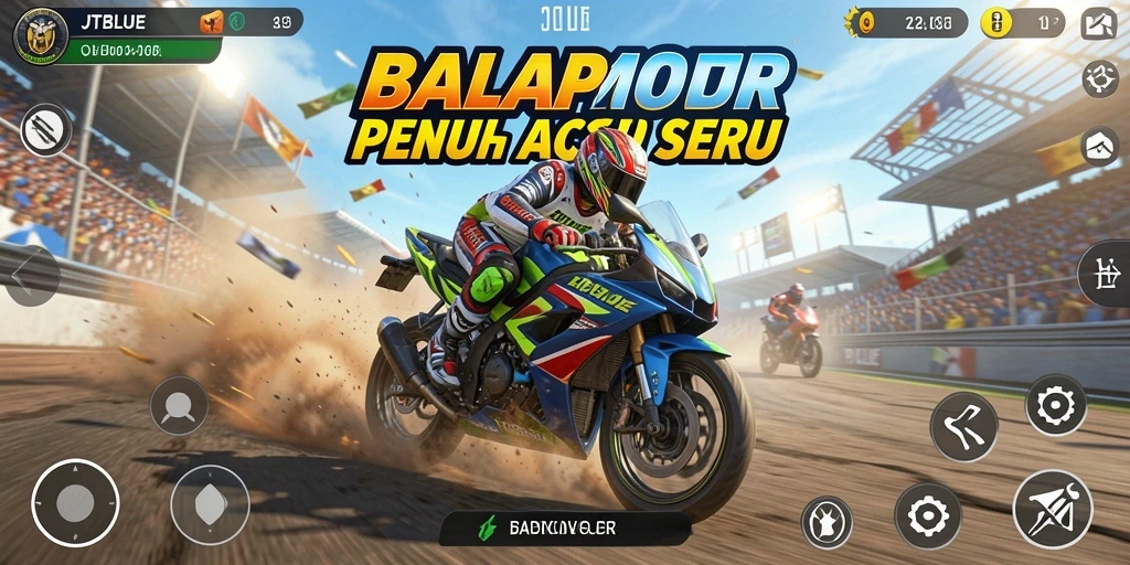 Tampilan gameplay seru dari balap motor di JTBLUE.