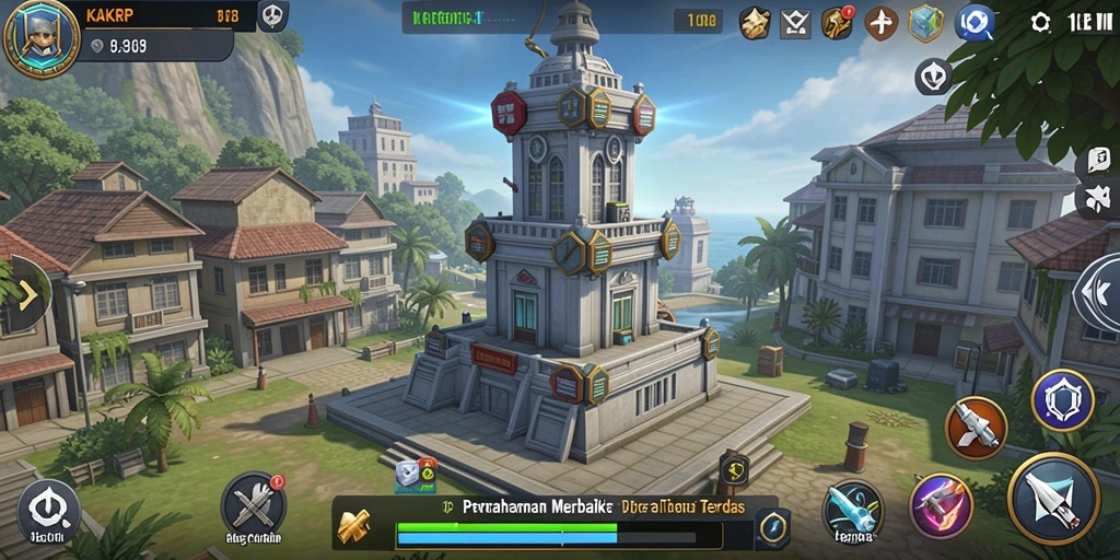 Tampilan gameplay KAKRP dengan menara dan musuh yang menyerang.