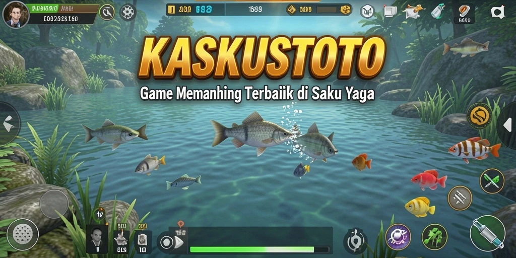 Tampilan gameplay KASKUSTOTO dengan aksi memancing yang intens.