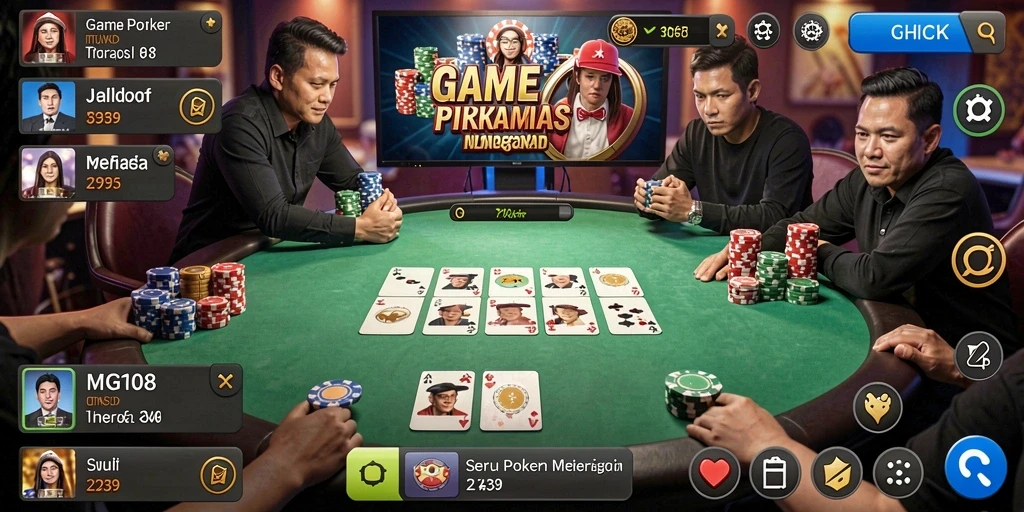 Tampilan gameplay MG108 yang menegangkan dalam permainan Poker.