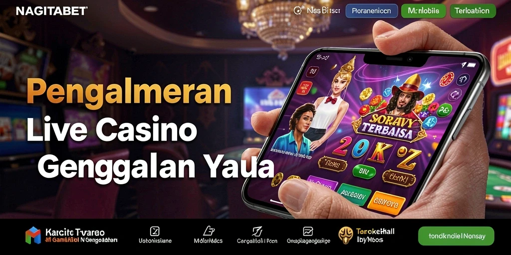 Screenshot NAGITABET menunjukkan dealer langsung dan pemain yang berinteraksi dalam permainan Live Casino.