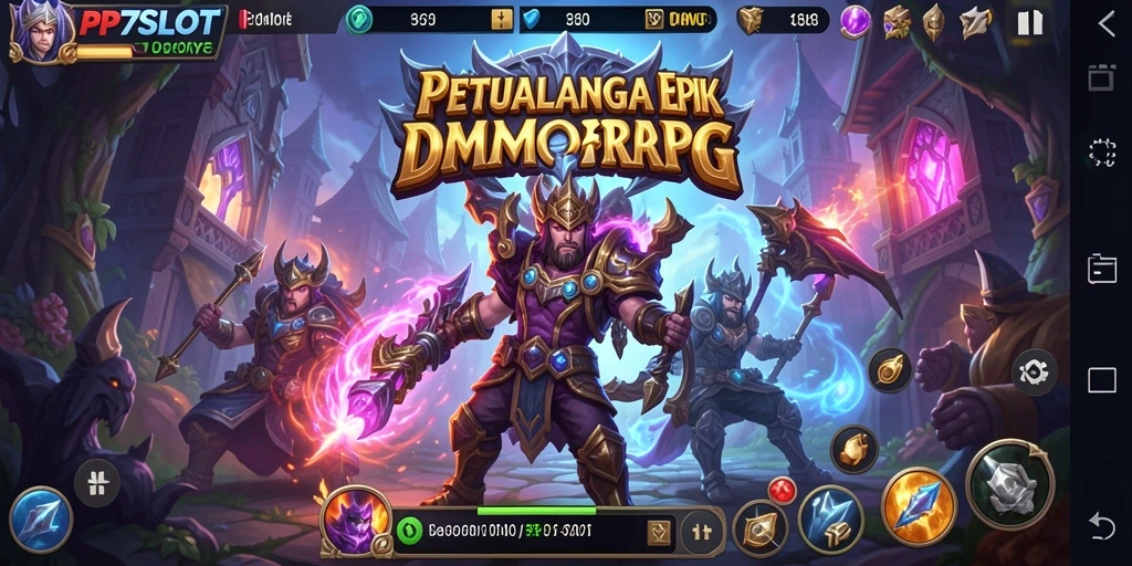 Screenshot gameplay PP7SLOT menampilkan pertempuran seru di dunia fantasi.