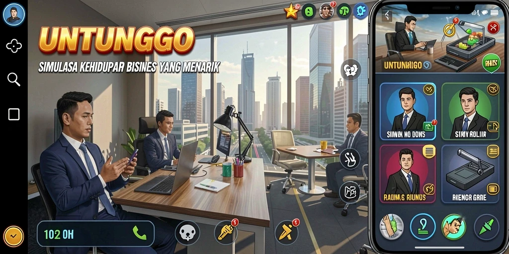 Gameplay UNTUNGGO yang menantang dan mendidik dalam simulasi bisnis.