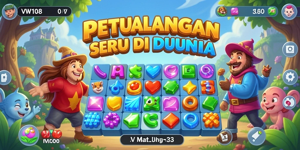 Tampilan menawan dari gameplay seru <strong>VW108</strong> dalam permainan Match-3.