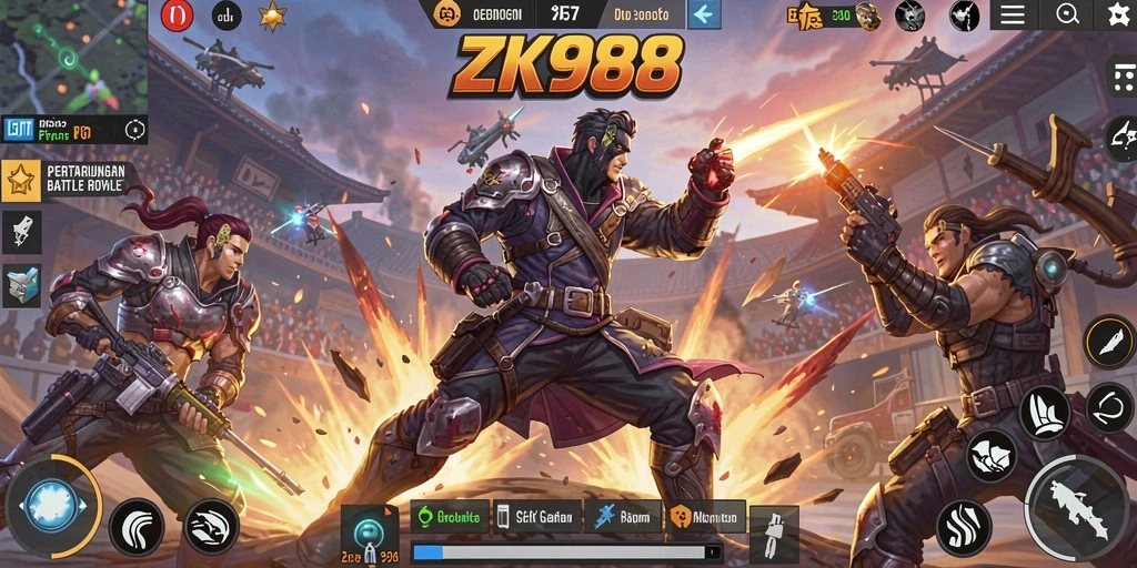 Tampilan gameplay seru ZK988 dalam pertempuran Battle Royale.